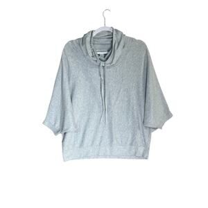 Pure J.Jill Gray Cowl Neck Short Sleeve Sweater Organic Cotton Cashmere M Petite